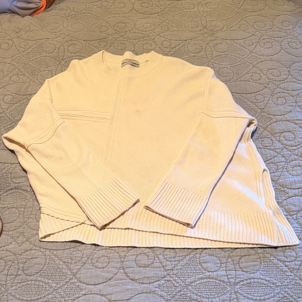 All Saints Soft Beige Crew Neck Sweater